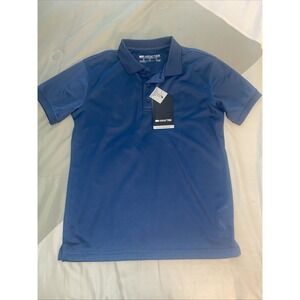 NWT Ariat Tek Kids Medium Polo Shirt Blue Short Sleeve UPF 45 Sun Protection